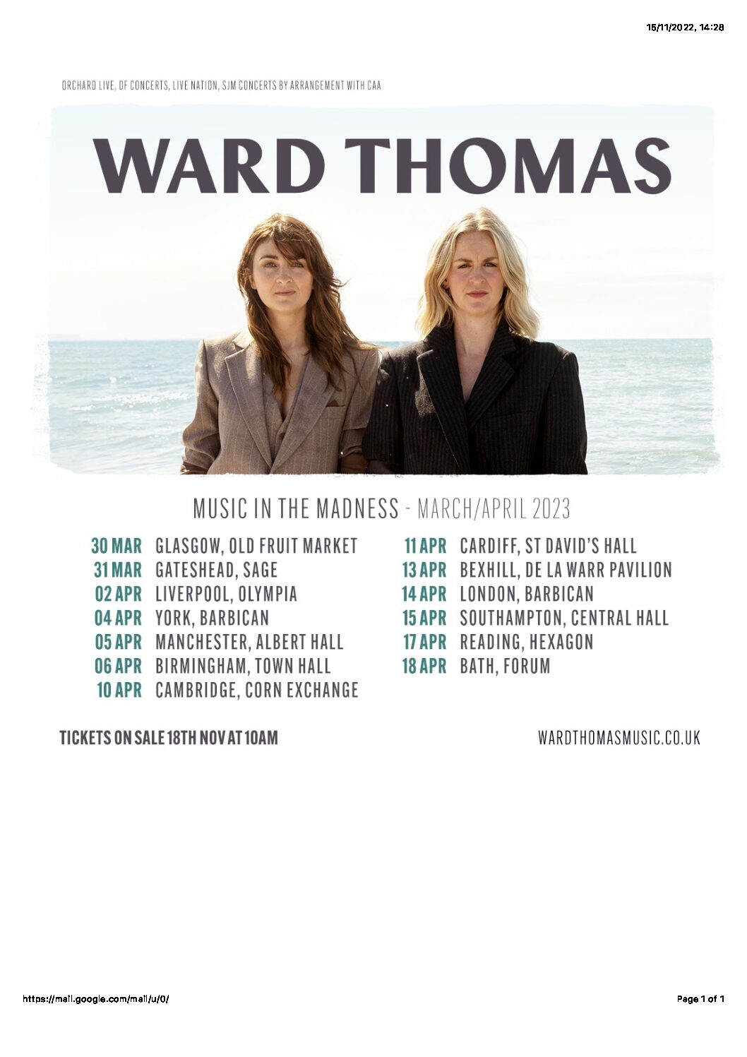 ward thomas tour support
