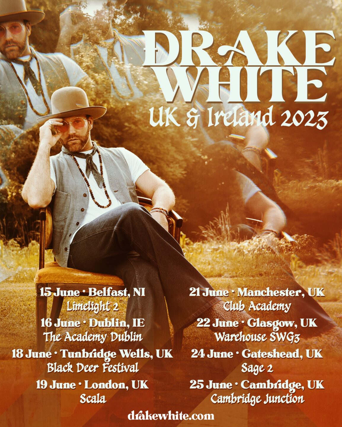 DRAKE WHITE ANNOUNCES UK AND IRELAND TOUR DATES FOR SUMMER 2023